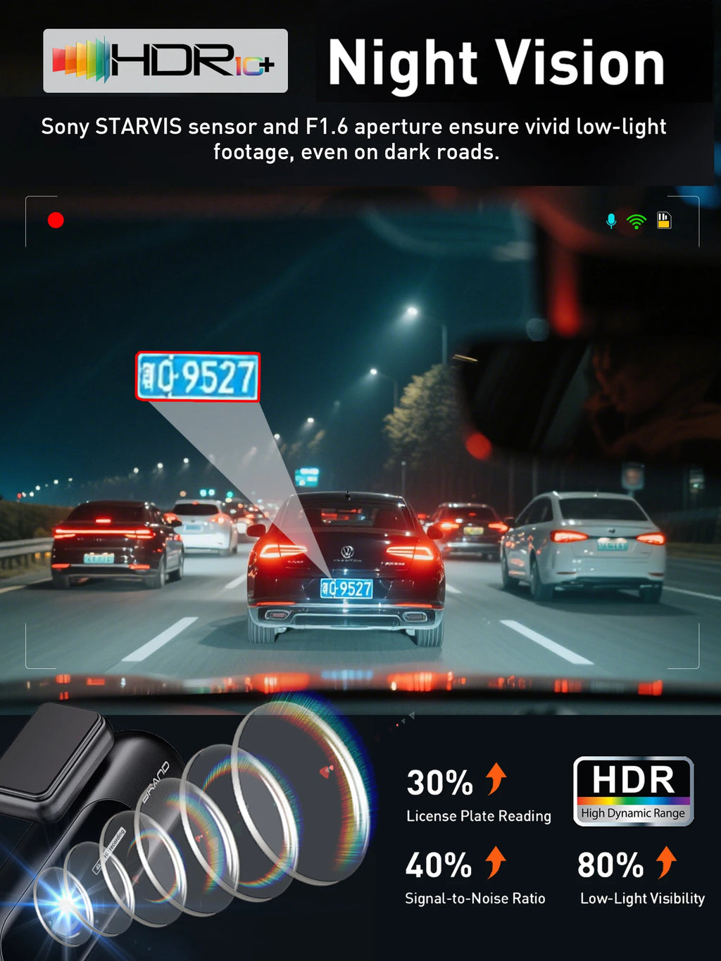 4K DUAL DASH CAM WIFI FRONT Y REAR CAR CAMERA WTH NIGTH VISION AND PARKING MODE.