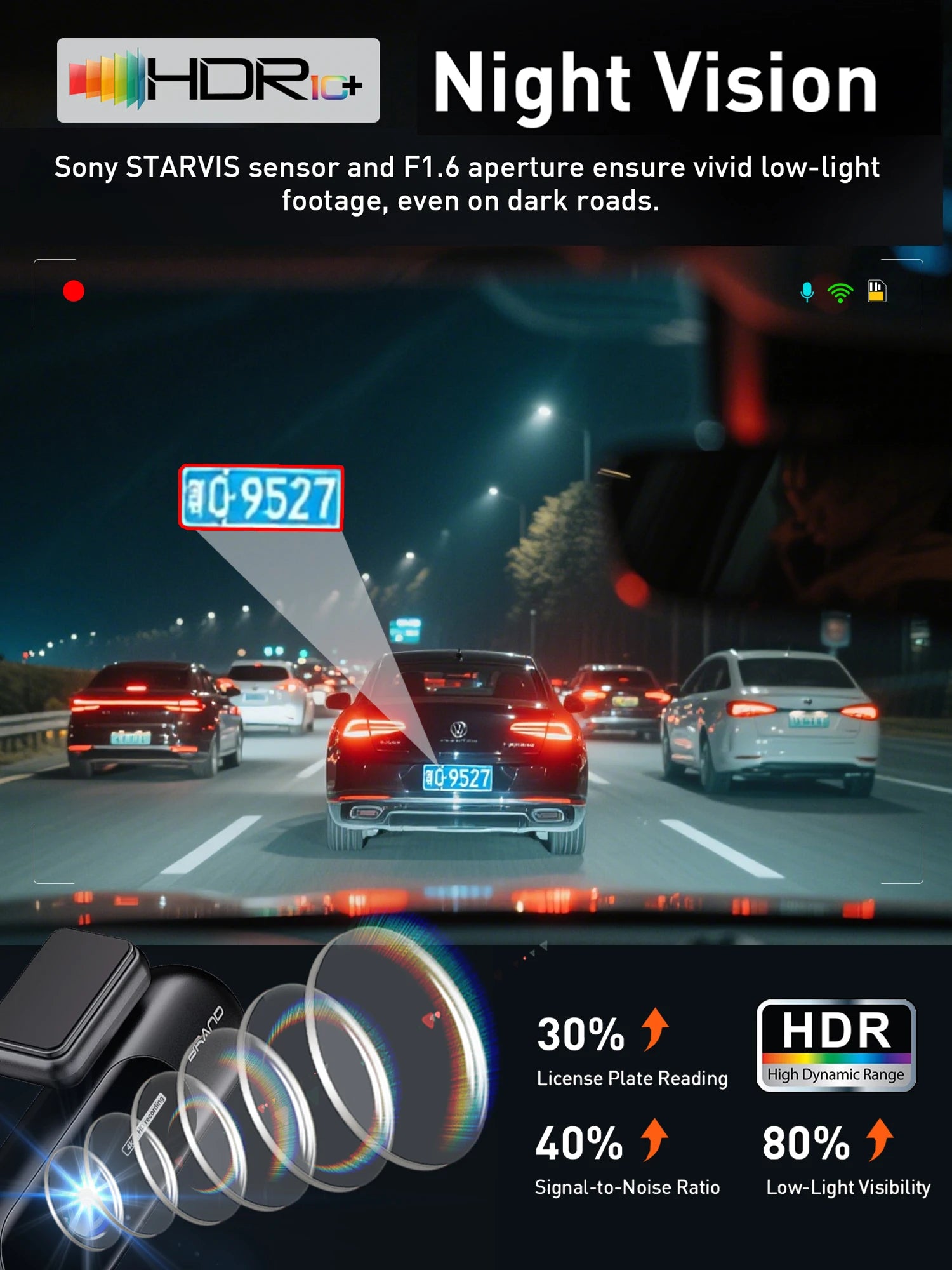 4K DUAL DASH CAM WIFI FRONT Y REAR CAR CAMERA WTH NIGTH VISION AND PARKING MODE.
